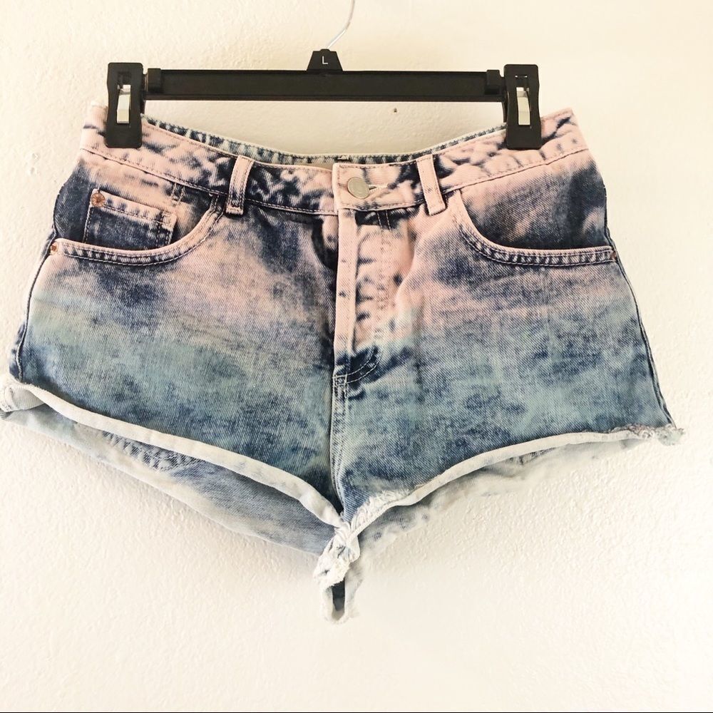 Topshop Moto tie die button fly  jeans shorts size 28